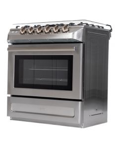 ESTUFA A GAS NISATO NPX-7565TELAF 30'' 5Q P/HIERRO FUNDIDO ROSTIZADOR GIRATORIO ACERO