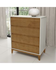 GAVETERO PRATA 2801BFN 4 GAVETAS WHITE/FREIJO