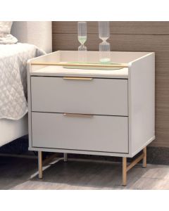 MESITA DE NOCHE YVES PA51552 2 GAVETA 53CM BLANCO HUESO