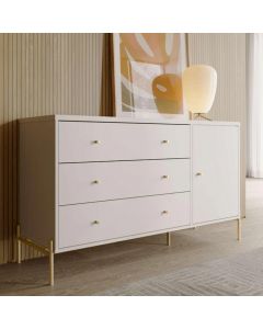 COMODA PA61653 JASPER 3 GAVETAS BLANCO/DORADO 138CM