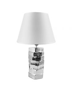 LAMPARA DE MESA 604-04948 40CM BLANC./PLAT.
