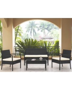 JUEGO DE TERRAZA 854-210000N 4 PIEZAS CON MESA NEGRO CREMA