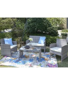 JUEGO DE TERRAZA 854-210202G CON MESA 4 PIEZAS GRIS CREMA