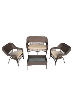 JUEGO DE TERRAZA 854-CS9038STSCH 4 PIEZAS CHOCOLATE / CREMA