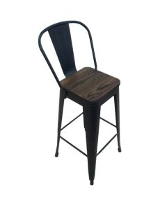 SILLA PARA BAR P1910-0011 DE METAL CON RESPALDAR NEGRO