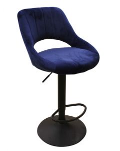 SILLA P/BAR 851-8061A TERCIOPELO AZUL/PLATEADO