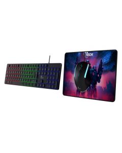 TECLADO+MOUSE+MOUSE PAD XTECH (XTK-535S) PARA VIDEOJUEGOS, USB, LUZ LED.