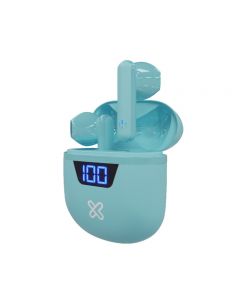 AUDIFONO KLIP (KTE-006AQ) EARBUDS TRUE WIRELESS LED DISPLAY WLS-BT 12HRS - IPX3 - AQUAMARINE