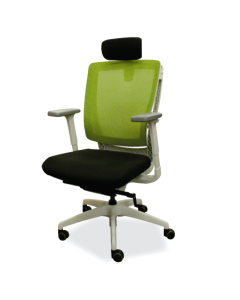 SILLA EJECUTIVA CON ASIENTO NEGRO Y RESPALDAR DE MALLA VERDE