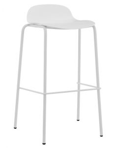 SILLA DE BAR XRB-093-C BLANCA CON PATAS DE ACERO CROMADO