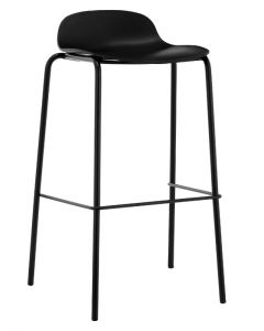 SILLA DE BAR XRB-093-C NEGRA CON PATAS DE ACERO CROMADO