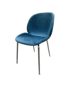 SILLA BEETLE AZUL  CON PATAS DE METAL CROMADO