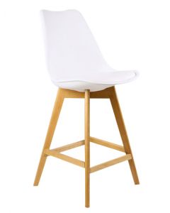 SILLA BLANCA CON PATAS DE MADERA