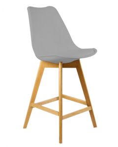 SILLA GRIS CON PATAS DE MADERA