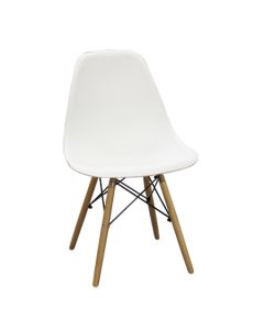 SILLA NORDICA CON PATAS DE MADERA Y METAL BLANCA