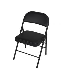 SILLA PLEGABLE DE METAL NEGRA CON ASIENTO Y RESPALDAR ALCOLCHADO